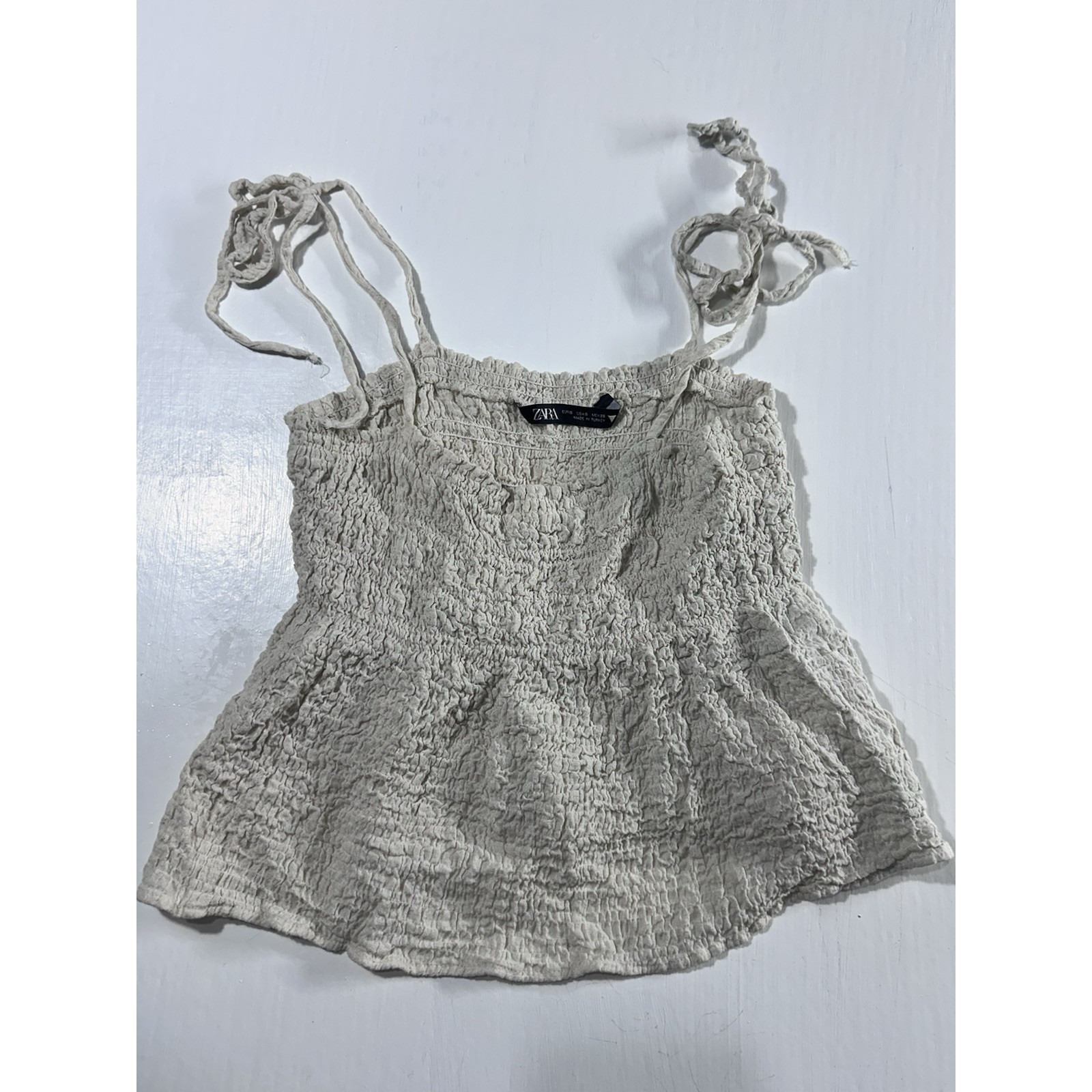 Zara Tank Top Spaghetti Strap Cropped Womens Small Boho Cottage Fairy Street